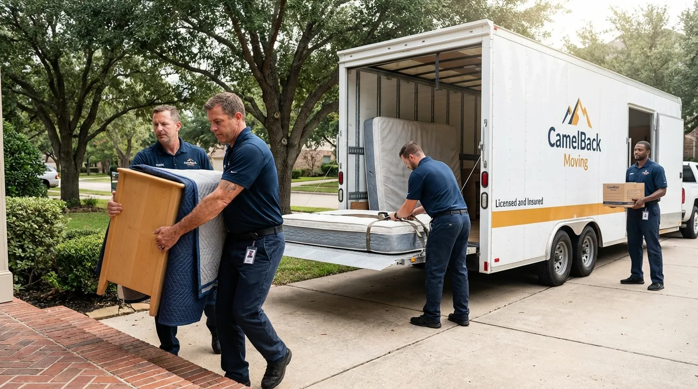 Crew loading residential truck for cross-state move from Livingston, NJ