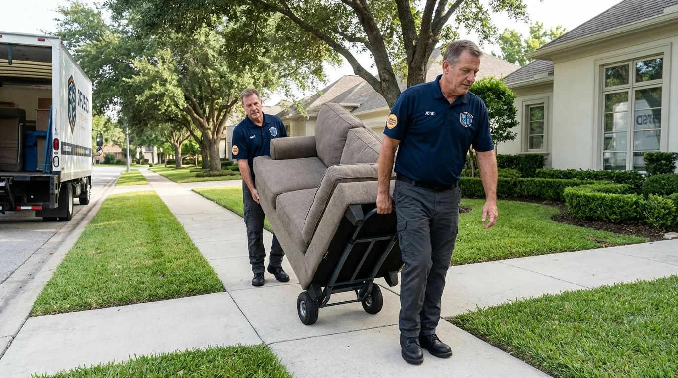 Local residential moving crew loading furniture in Livingston, NJ